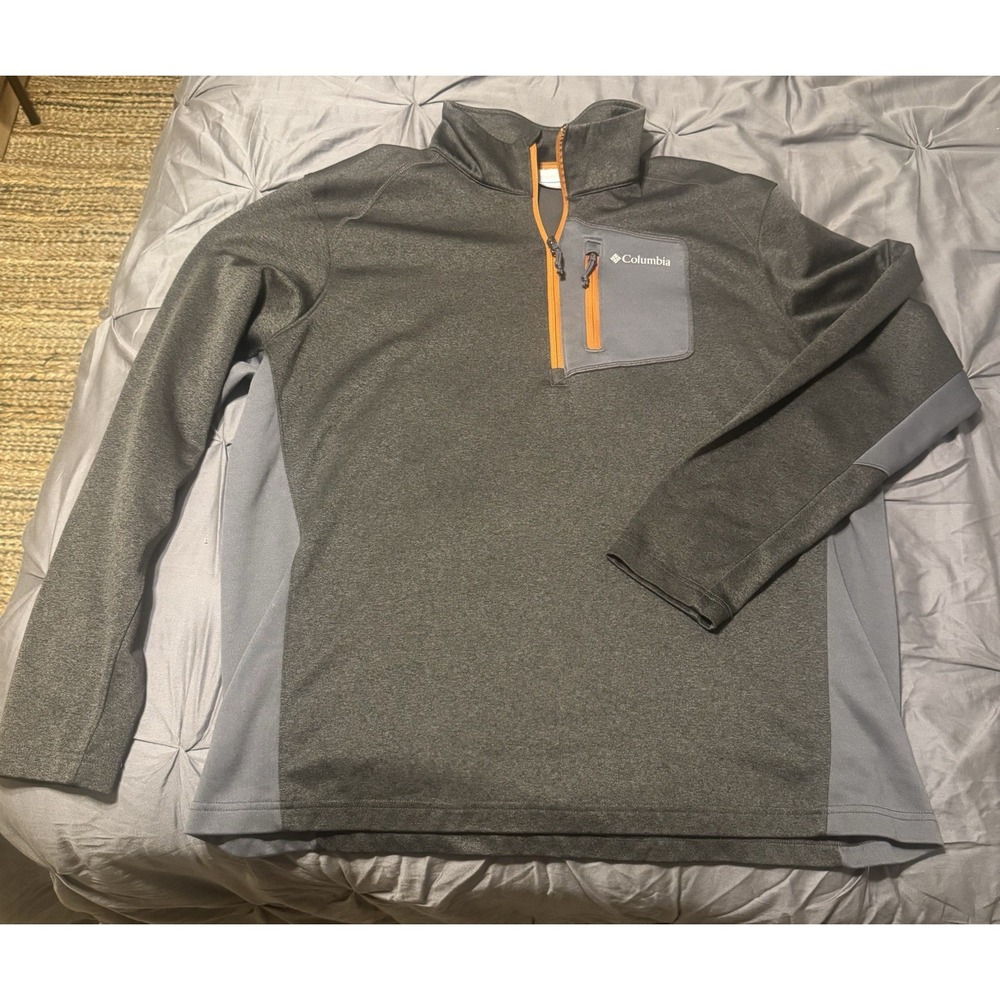 Columbia Men's XL Regular 1/4 Zip Mock Neck Pullover Gray Poly Activewear